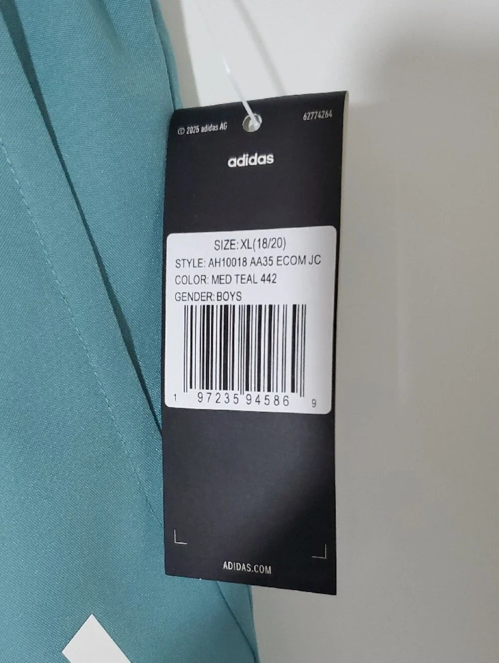adidas Boys Teal Athletic Shorts with Logo XL NWT